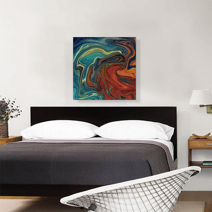 Teal and Orange Melted Wave Square