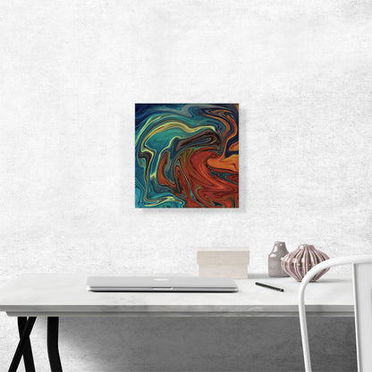Teal and Orange Melted Wave Square