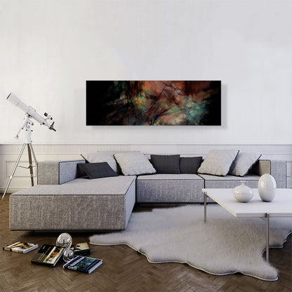 Black With Teal and Peach Modern Panoramic