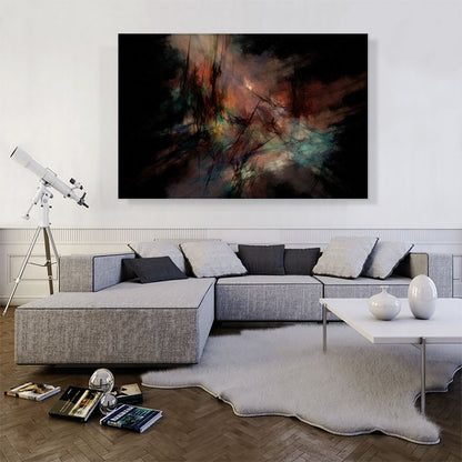 Black With Teal and Peach Modern Rectangle