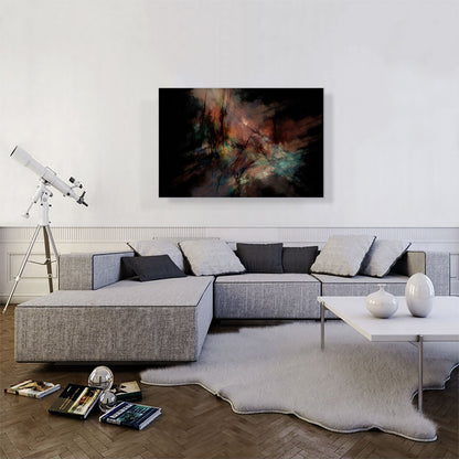 Black With Teal and Peach Modern Rectangle