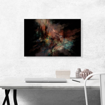 Black With Teal and Peach Modern Rectangle