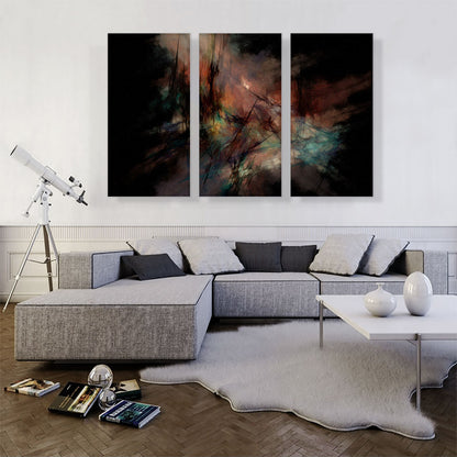 Black With Teal and Peach Modern Rectangle