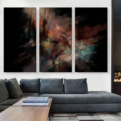 Black With Teal and Peach Modern Rectangle