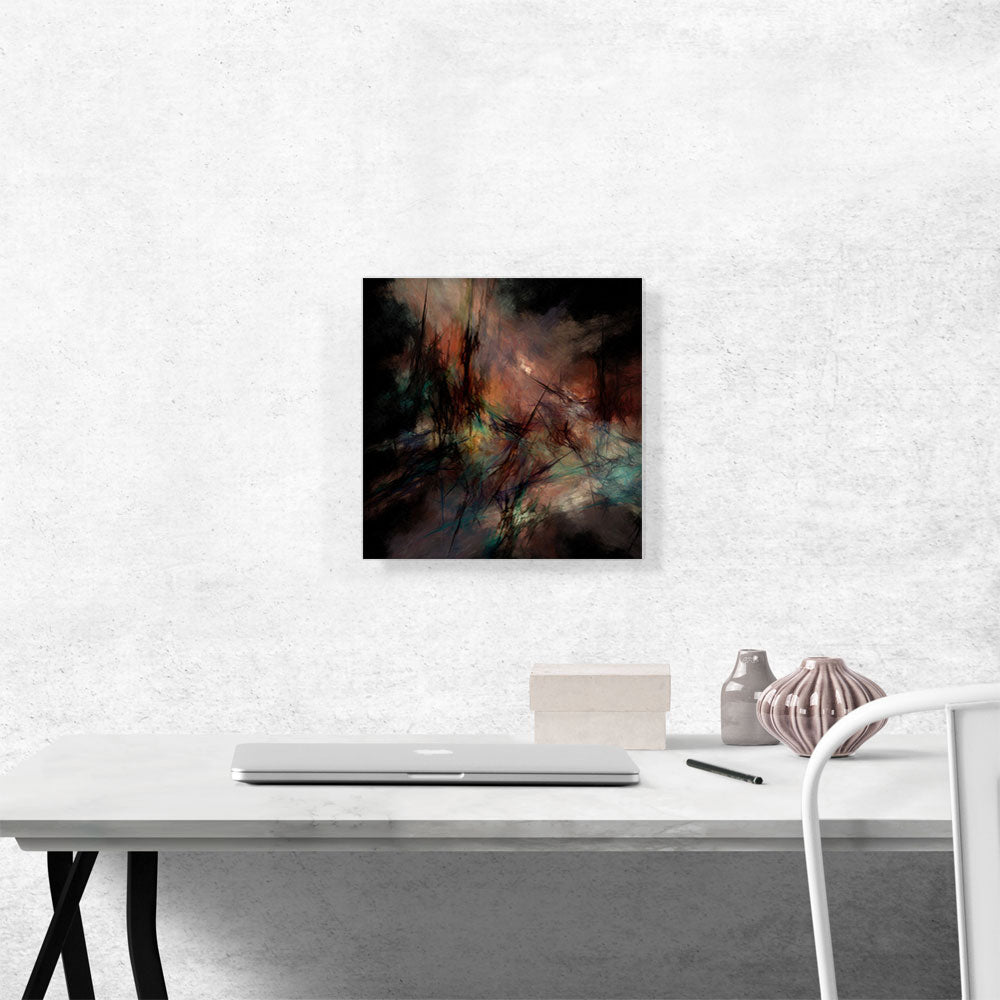 Black With Teal and Peach Modern Square