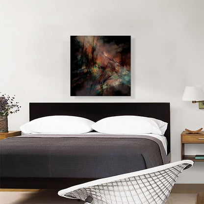 Black With Teal and Peach Modern Square