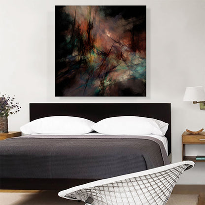Black With Teal and Peach Modern Square