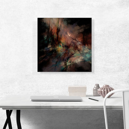 Black With Teal and Peach Modern Square