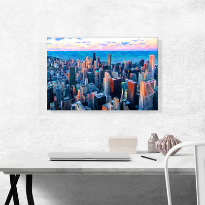 Chicago Illinois Cityscape Skyline with Blue Sky