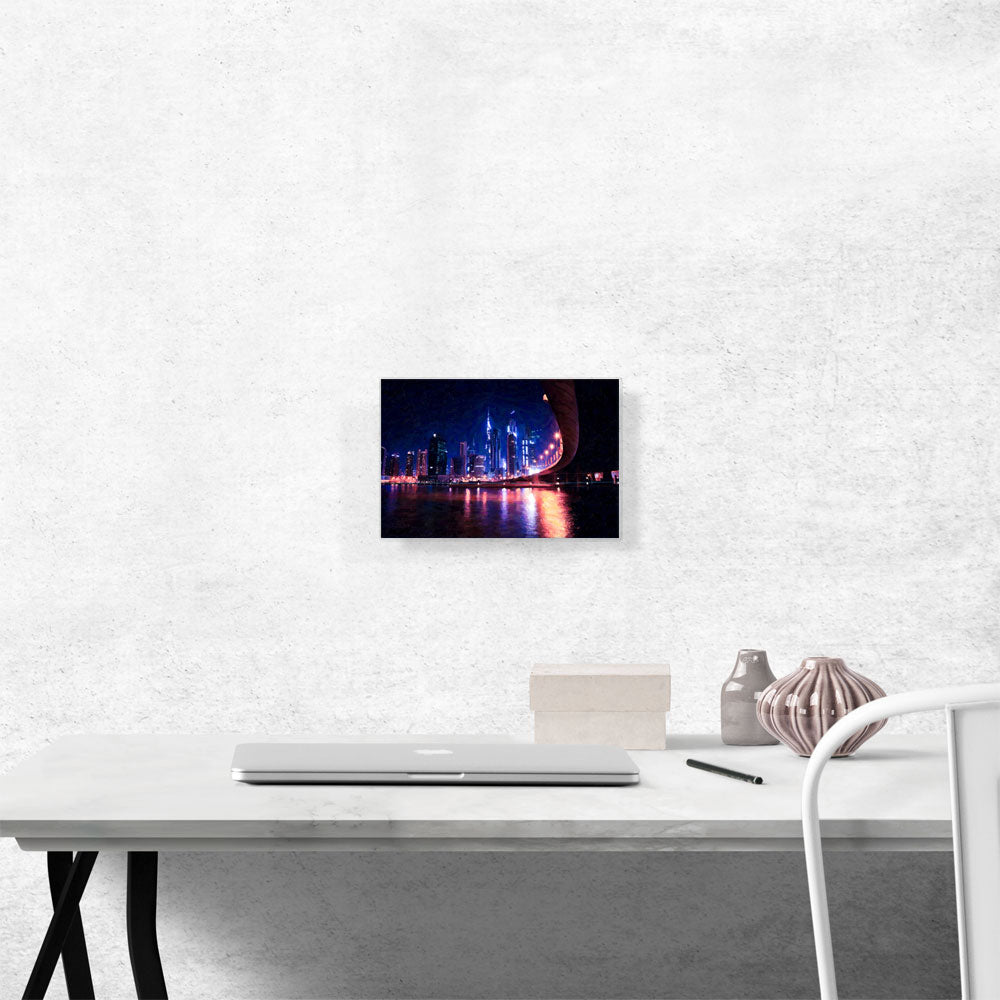 Dubai Night Cityscape Skyline with Bridge