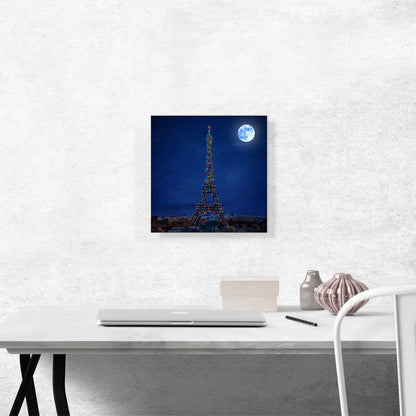 Paris France Eiffel Tower Christmas Holliday Lights Blue Night Sky