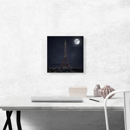Paris France Eiffel Tower Christmas Holliday Lights Dark Night