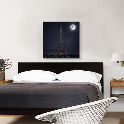 Paris France Eiffel Tower Christmas Holliday Lights Dark Night