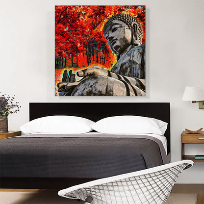 Buddhist Statue In Red Forest Home decor