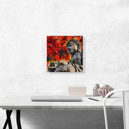 Buddhist Statue In Red Forest Home decor