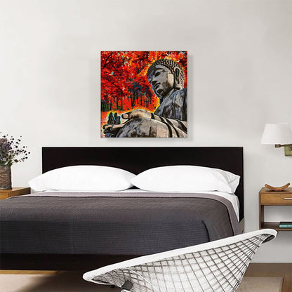 Buddhist Statue In Red Forest Home decor