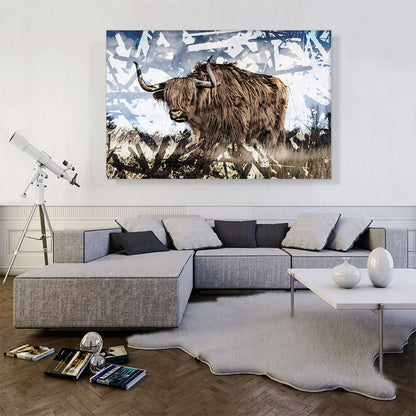 Bull In Field Painting Home decor