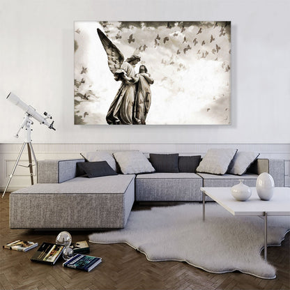 Cemetery Sculptures With Birds Painting Home Decor Rectangle