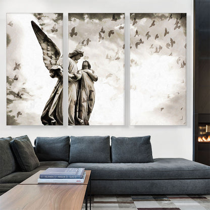 Cemetery Sculptures With Birds Painting Home Decor Rectangle