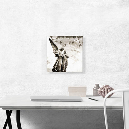 Cemetery Sculptures With Birds Painting Home Decor Square