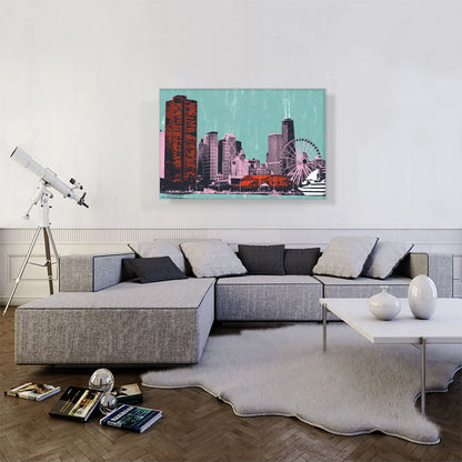 Chicago City Pop Art Painting Home Decor Rectangle