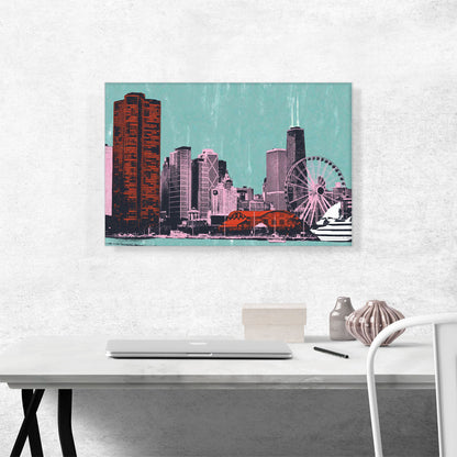Chicago City Pop Art Painting Home Decor Rectangle