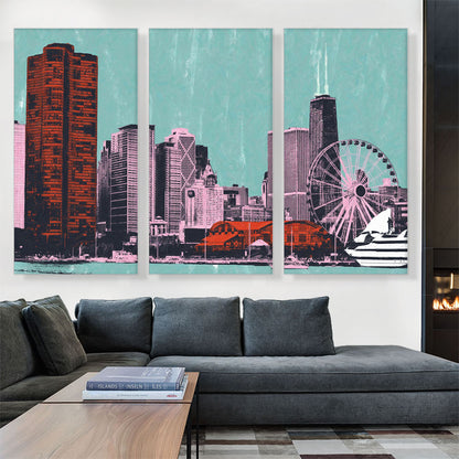 Chicago City Pop Art Painting Home Decor Rectangle