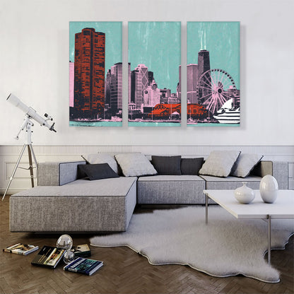 Chicago City Pop Art Painting Home Decor Rectangle