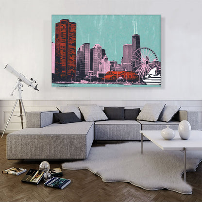 Chicago City Pop Art Painting Home Decor Rectangle