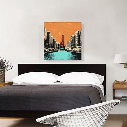 Chicago City Pop Art Painting Home Decor Square