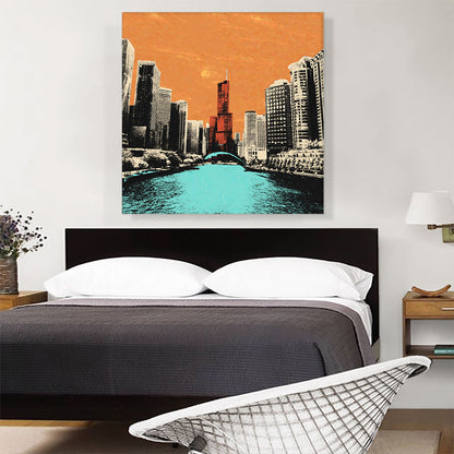 Chicago City Pop Art Painting Home Decor Square