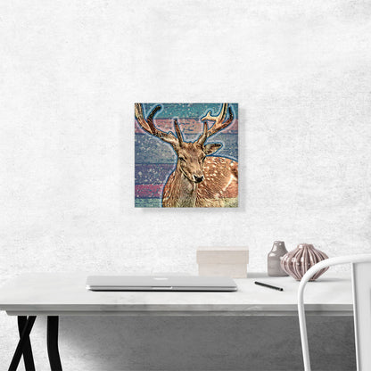 Deer Painting Over Wooden Pattern Home decor