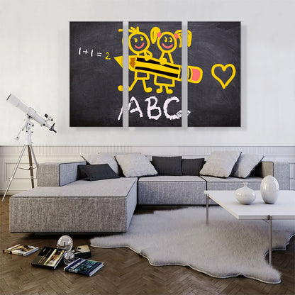 Kids Alphabet Drawing on Chalkboard School decor