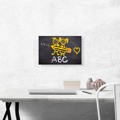 Kids Alphabet Drawing on Chalkboard School decor