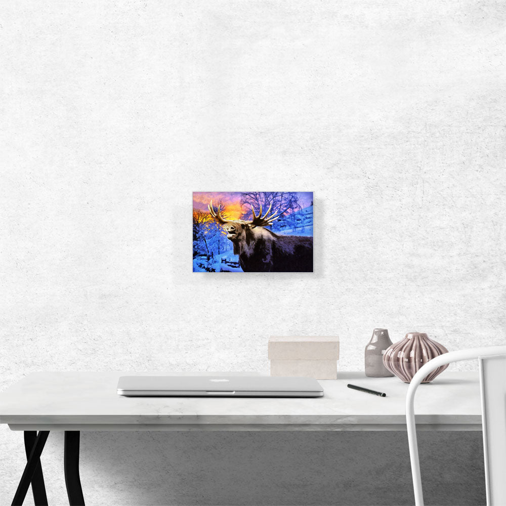 Moose in Snowy Forest Home Decor