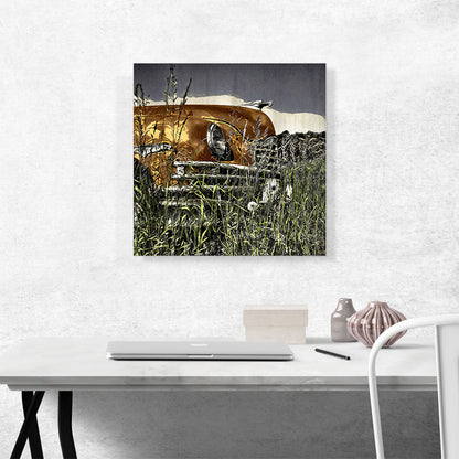 Old Car In The Field Painting Home decor