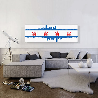 Oklahoma City Flag Weed Leaf Pot Marijuana Cannabis