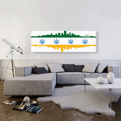 Portland City Oregon Flag Weed Leaf Pot Marijuana Cannabis