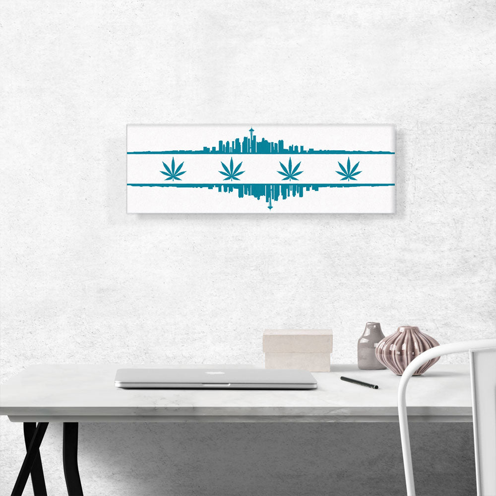 Seattle City Washington Flag Weed Leaf Pot Marijuana Cannabis