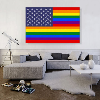 The United States of Weed Rainbow Gay Flag Marijuana