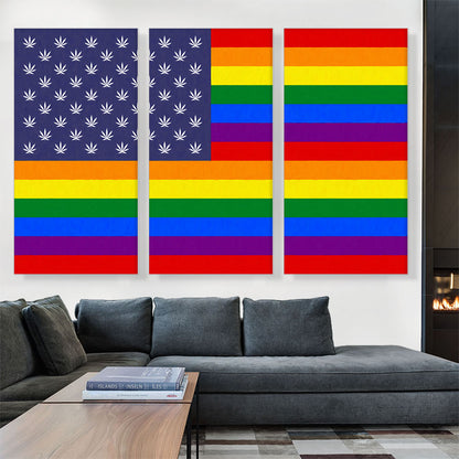The United States of Weed Rainbow Gay Flag Marijuana
