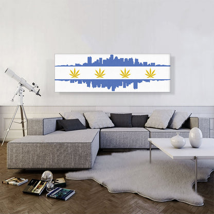 Boston City Massachusetts Flag Weed Leaf Pot Marijuana Cannabis