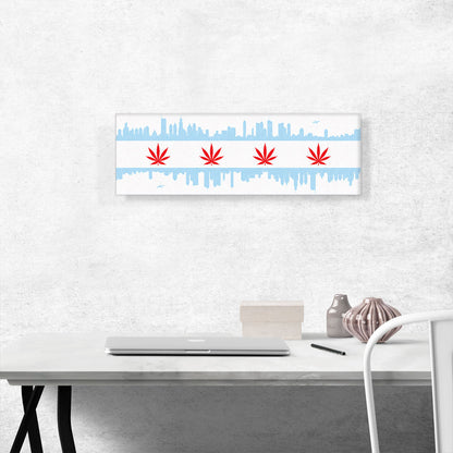 Chicago City Illinois Flag Weed Leaf Pot Marijuana Cannabis