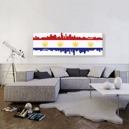Dallas City Texas Flag Weed Leaf Pot Marijuana Cannabis