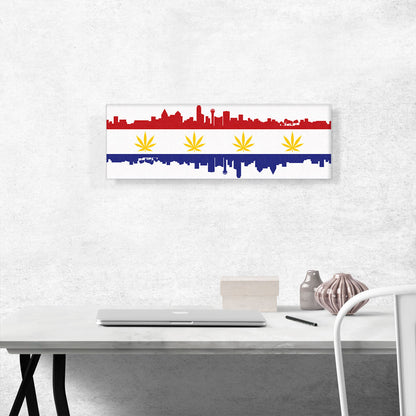 Dallas City Texas Flag Weed Leaf Pot Marijuana Cannabis