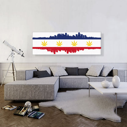 Detroit City Michigan Flag Weed Leaf Pot Marijuana Cannabis