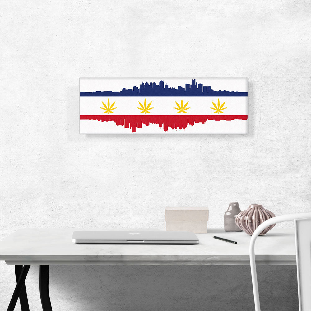 Detroit City Michigan Flag Weed Leaf Pot Marijuana Cannabis
