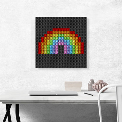 Colorful Rainbow Emoticon Gay Black Jewel Pixel