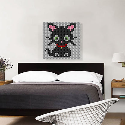 Cute Black Cat Kitten Jewel Pixel