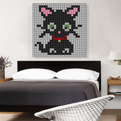 Cute Black Cat Kitten Jewel Pixel